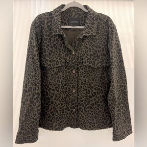 Sanctuary Brown Leopard Jacket Snap Buttons | Size XL